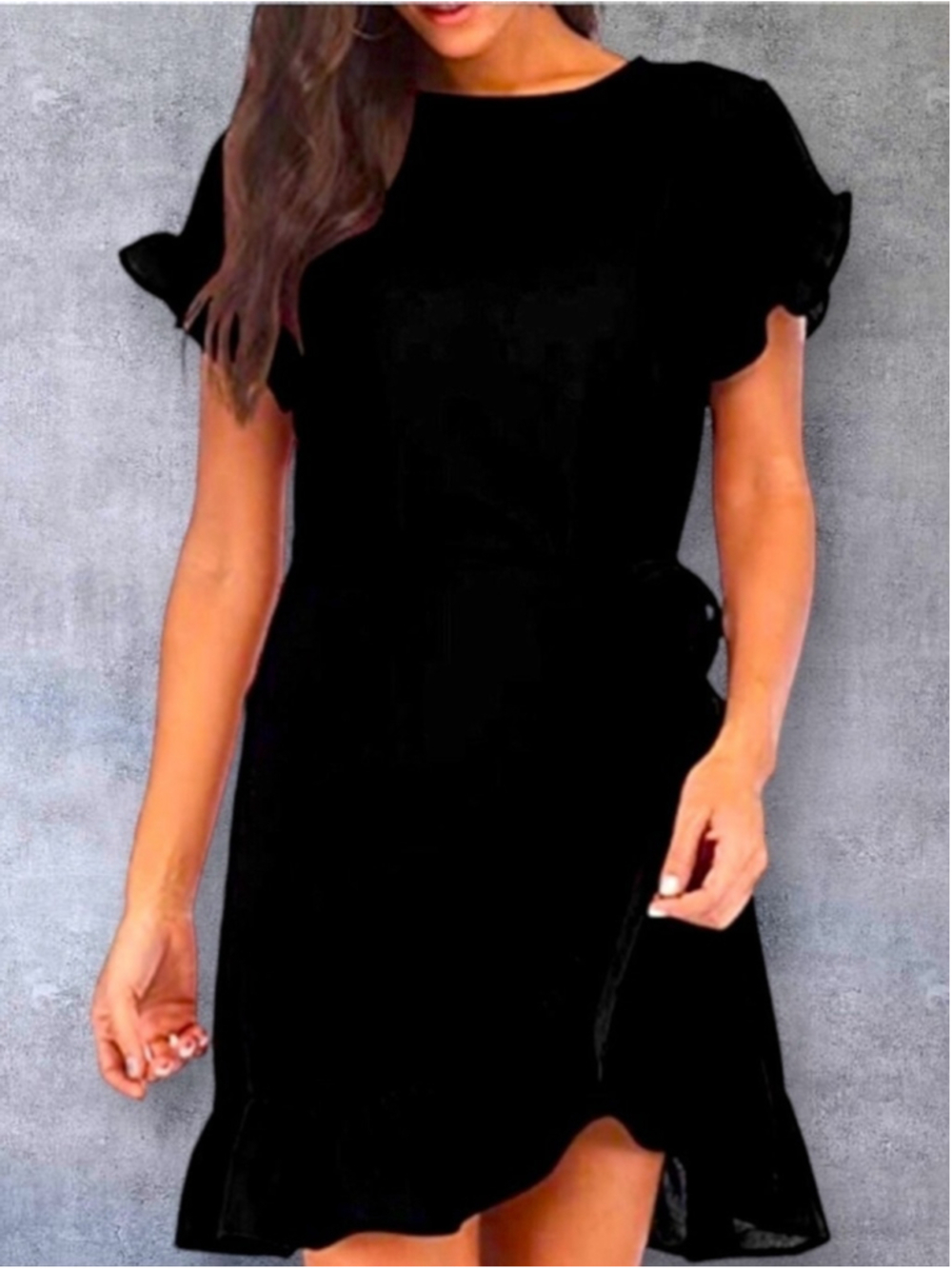 Ruffled Wrap Little Black Dress Women’s Size M